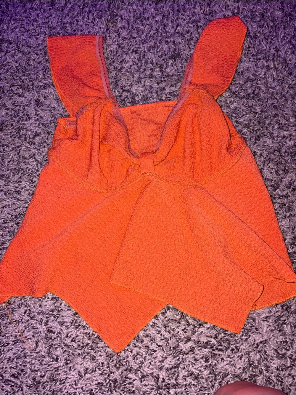Orange Women's Textured Peplum Tank Top